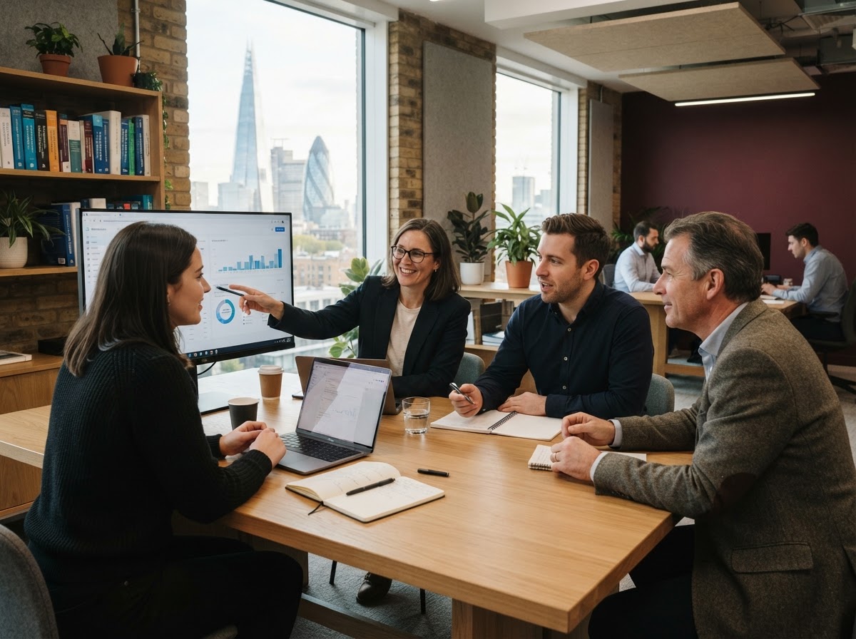 Sanvestium analyst reviewing predictive model outputs on a data screen